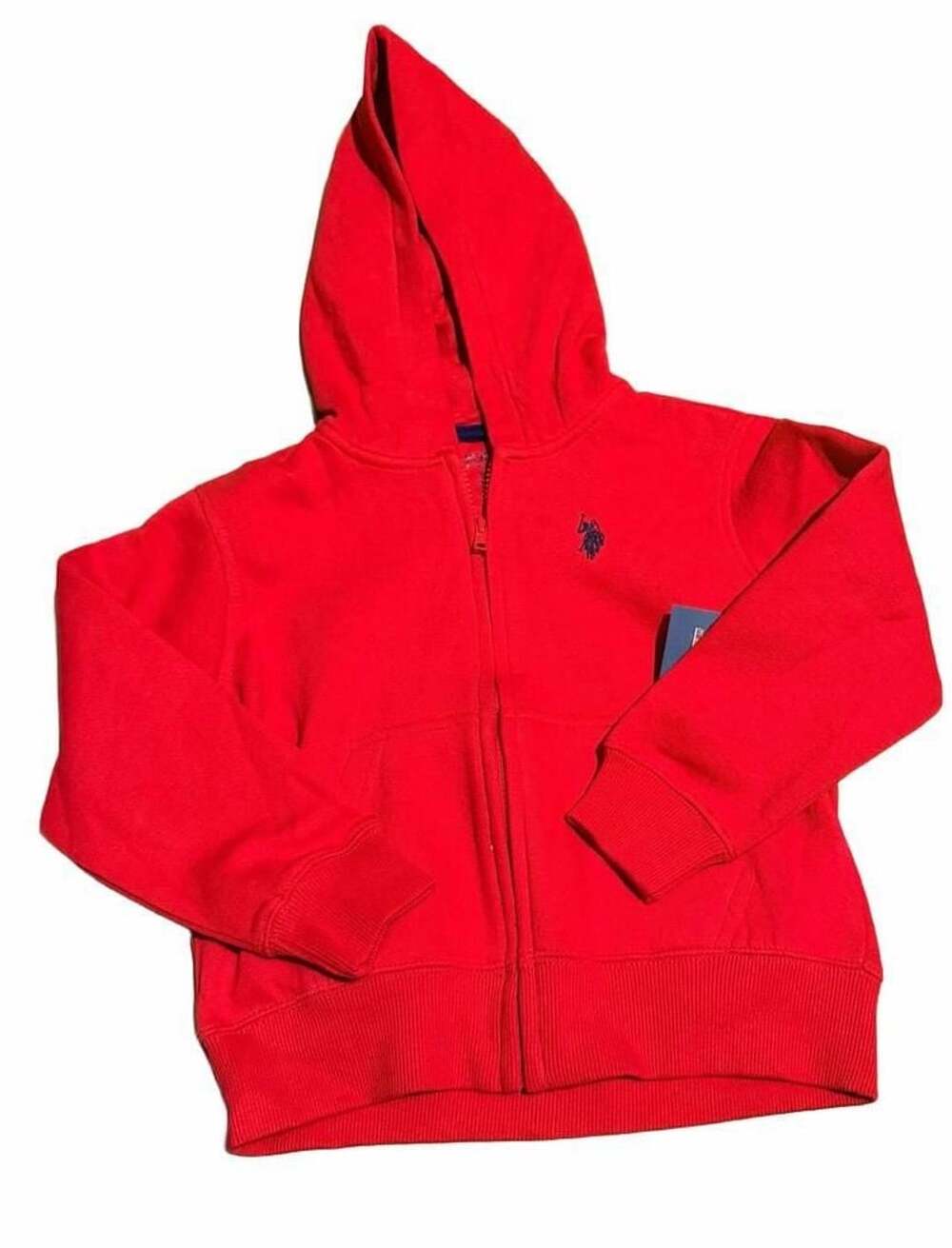 U.S. Polo Assn. Zip Hoodie Size XS(4-5) Red Fleece